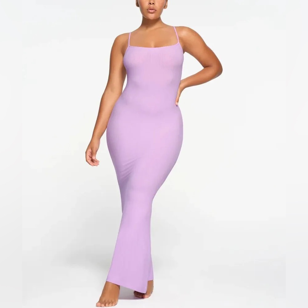 NWT Skims XS Soft Lounge Long Slip Dress in Sugar Plum